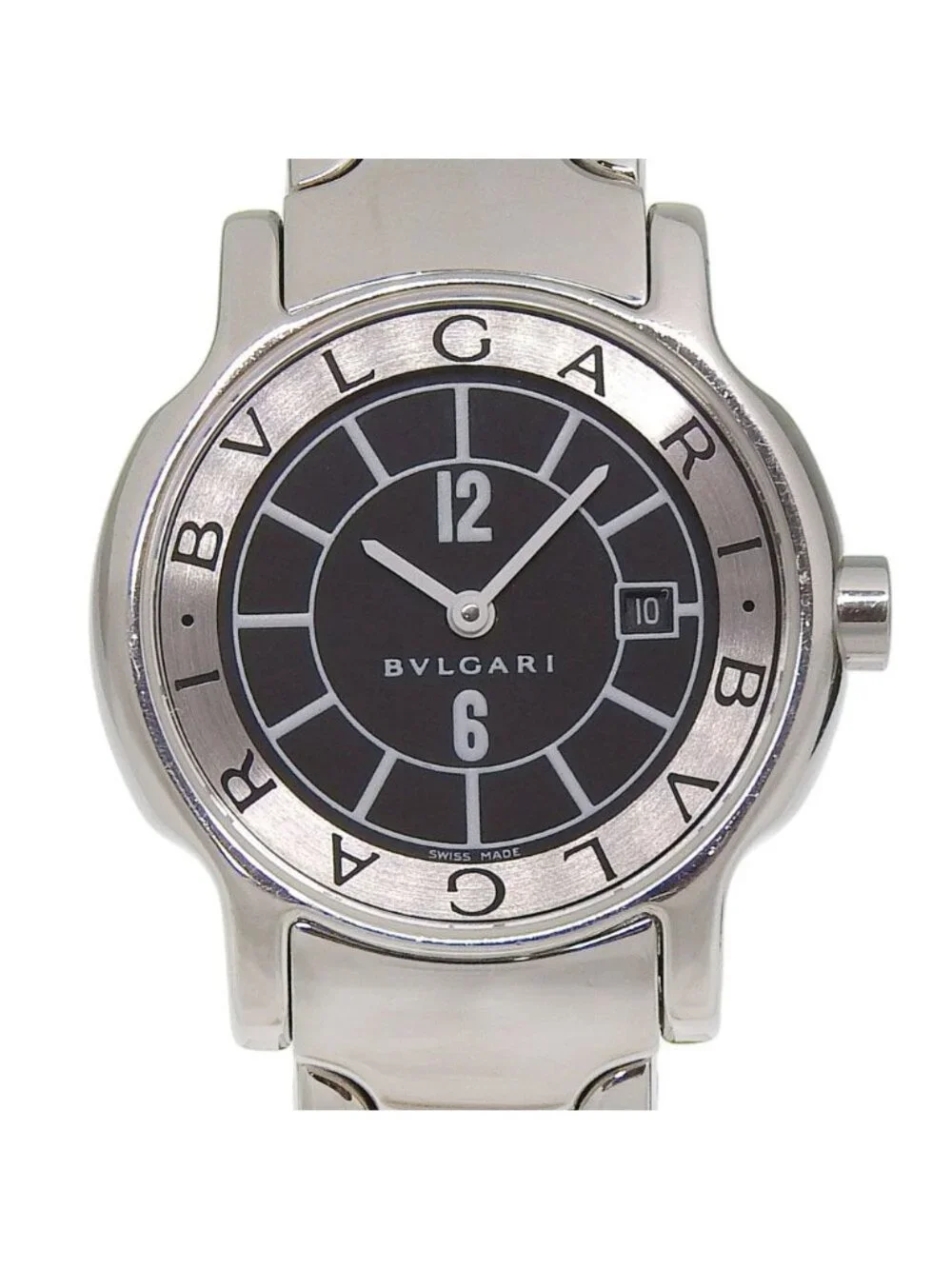 Bvlgari Solo Tempo Stainless Steel Quartz Analog Display Black Dial Watch